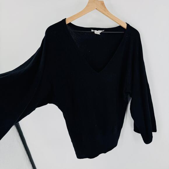 Vintage Spiegel Black Silk Cashmere Blend V-Neck Sweater Women’s Large - Picture 7 of 8